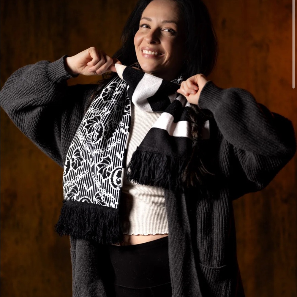 Black and White Patterned Scarf